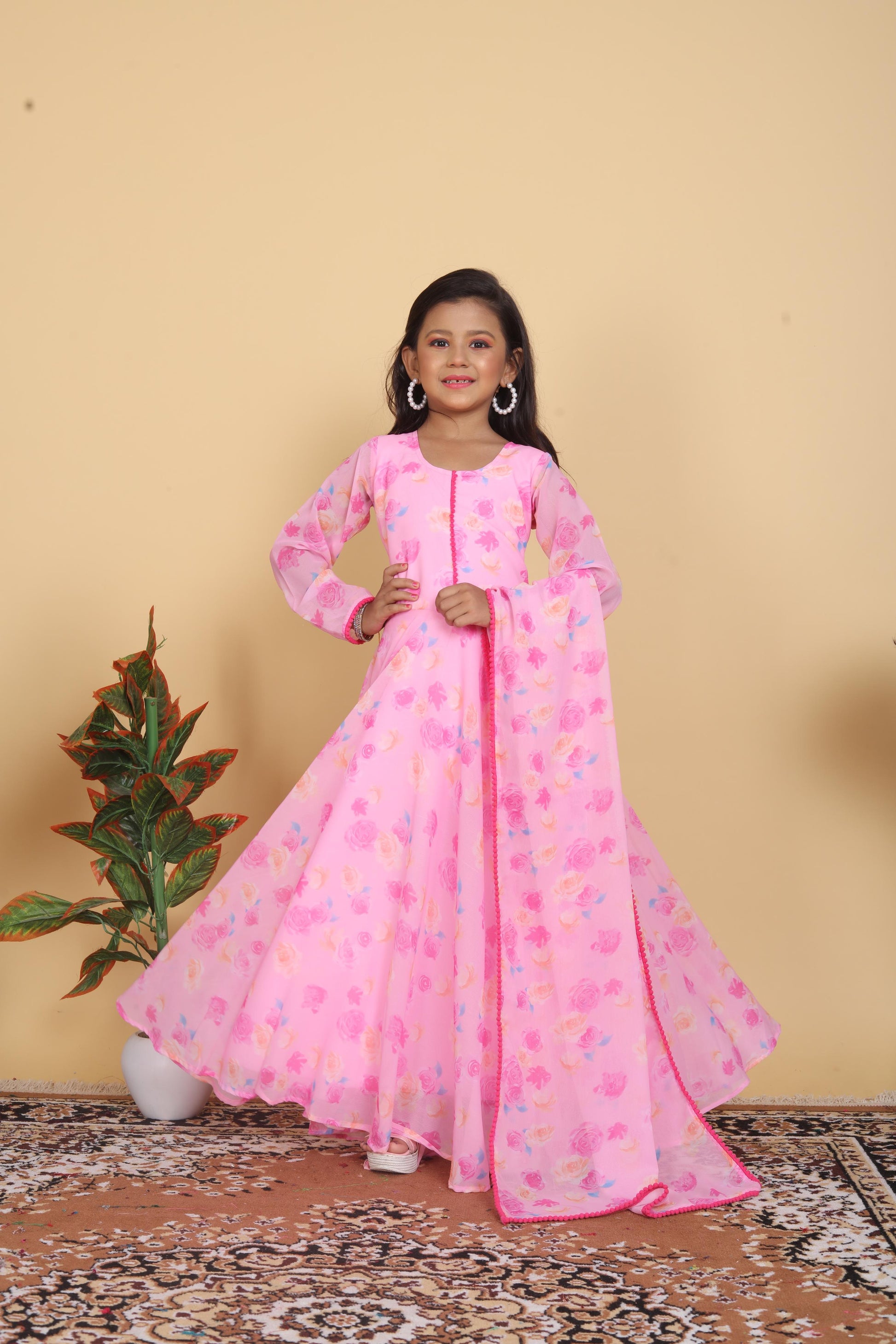 Product Image - Beautiful Kids Gown Set - Heavy Fox Georgette