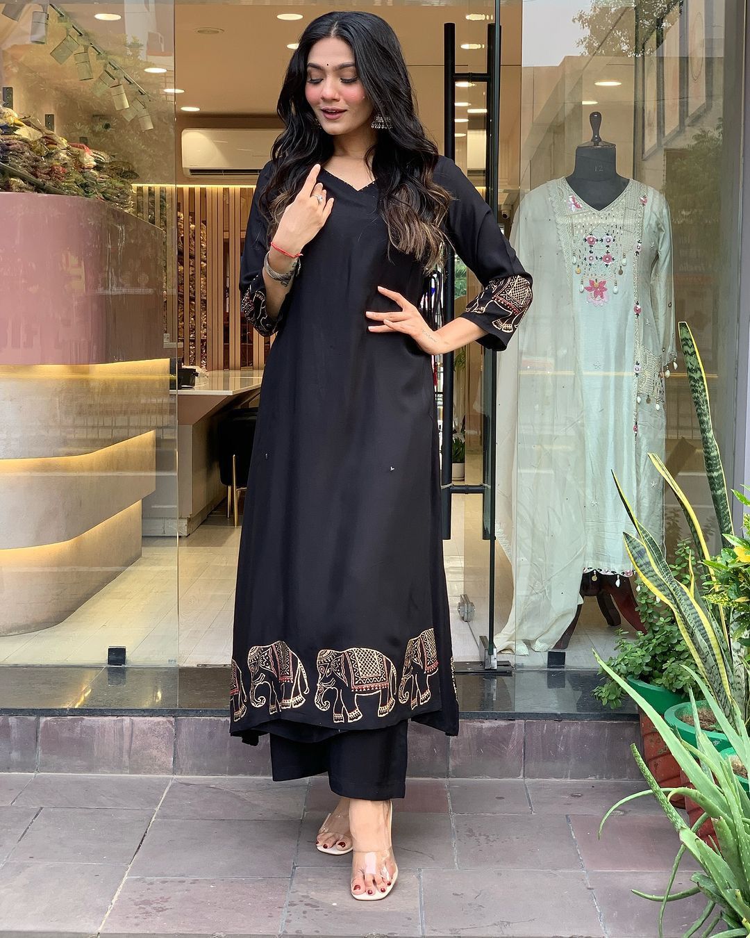 Product Image - X-Lady Festive 2025 Collection: Black Elephant Heavy Suit Set