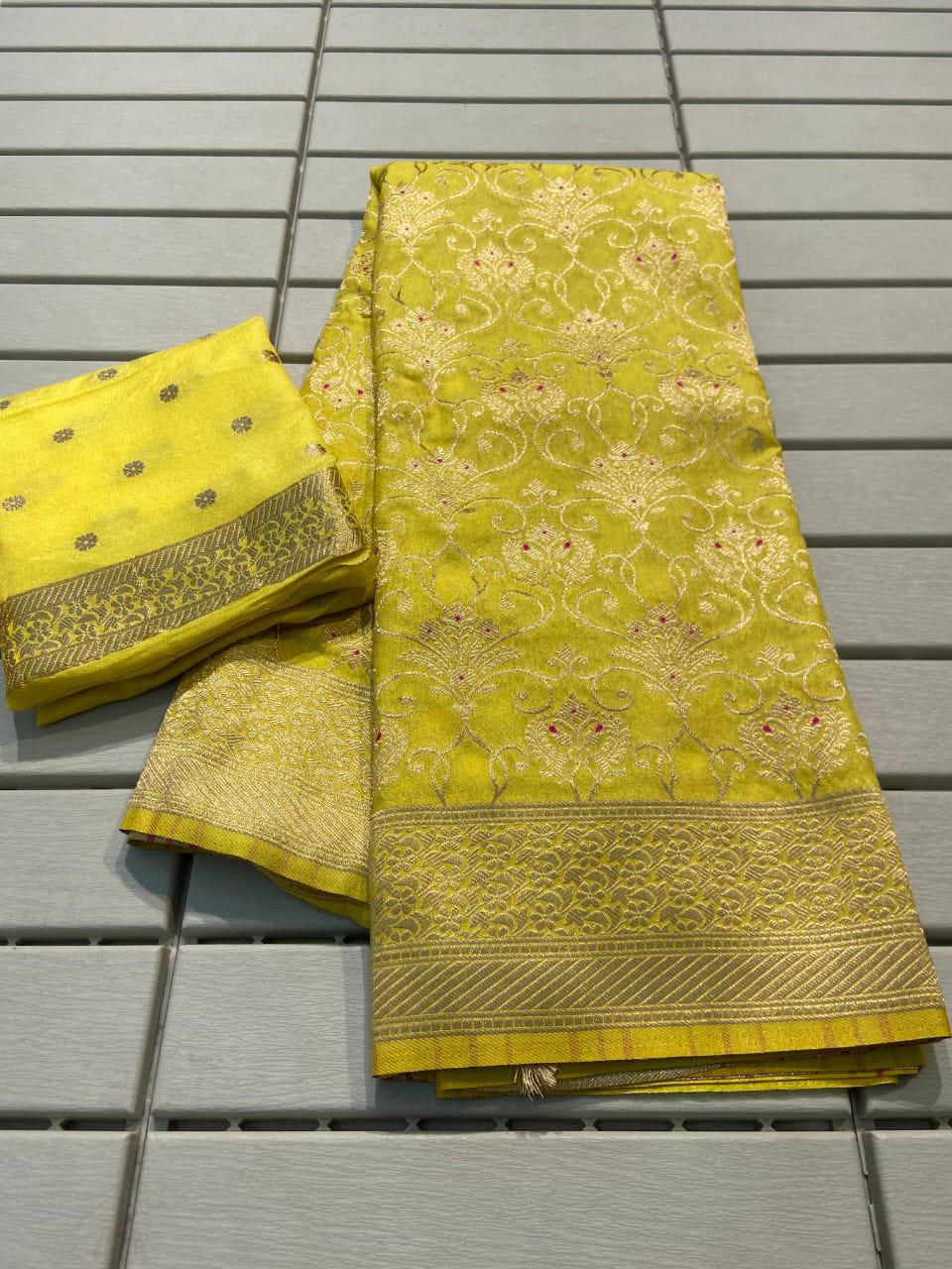 Product Image - Designer Crepe Khadi Silk Saree with Zari Pallu