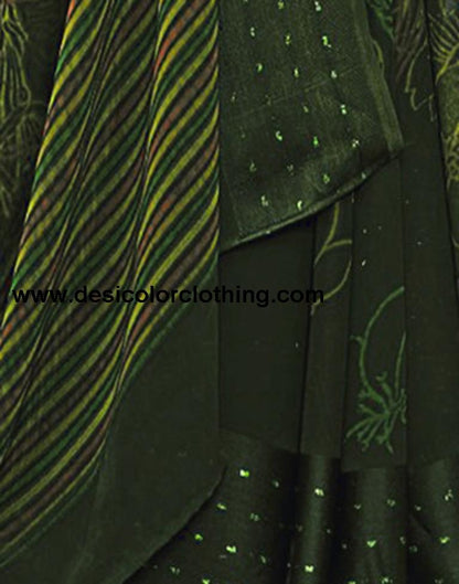 Army Green Georgette Printed Saree