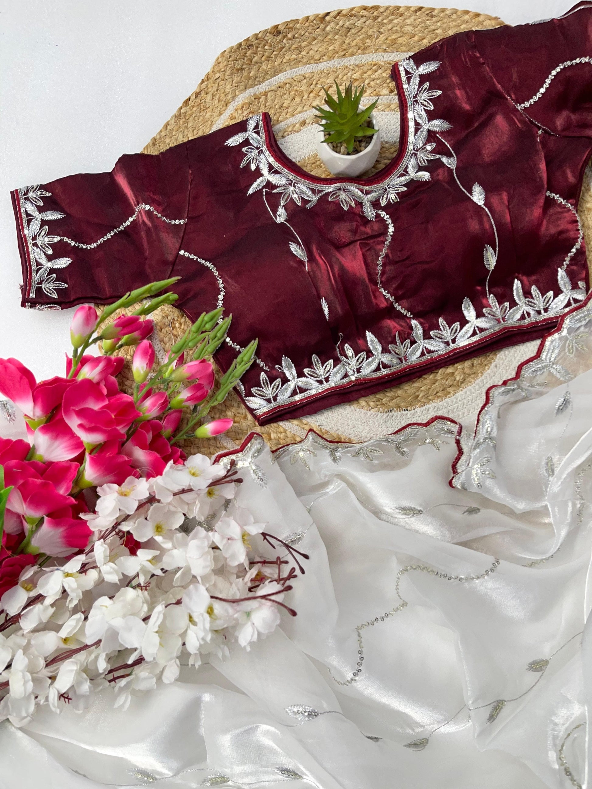 Product Image - Designer Zimmy Choo Silk Saree with Embroidered Border & Lehiriya Design