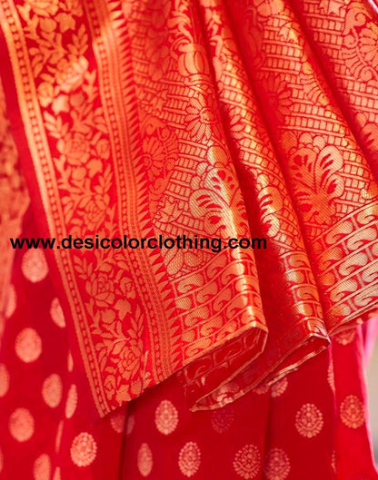 Red Silk Banarasi Saree