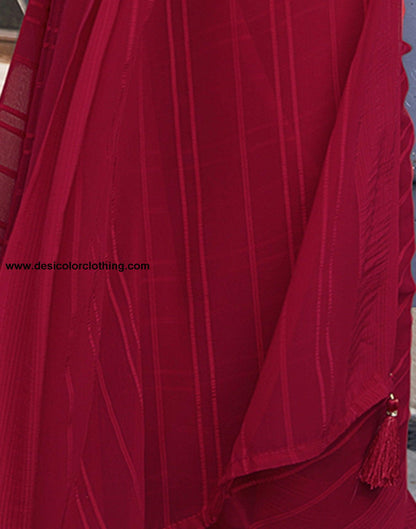 Red Georgette Plain Saree