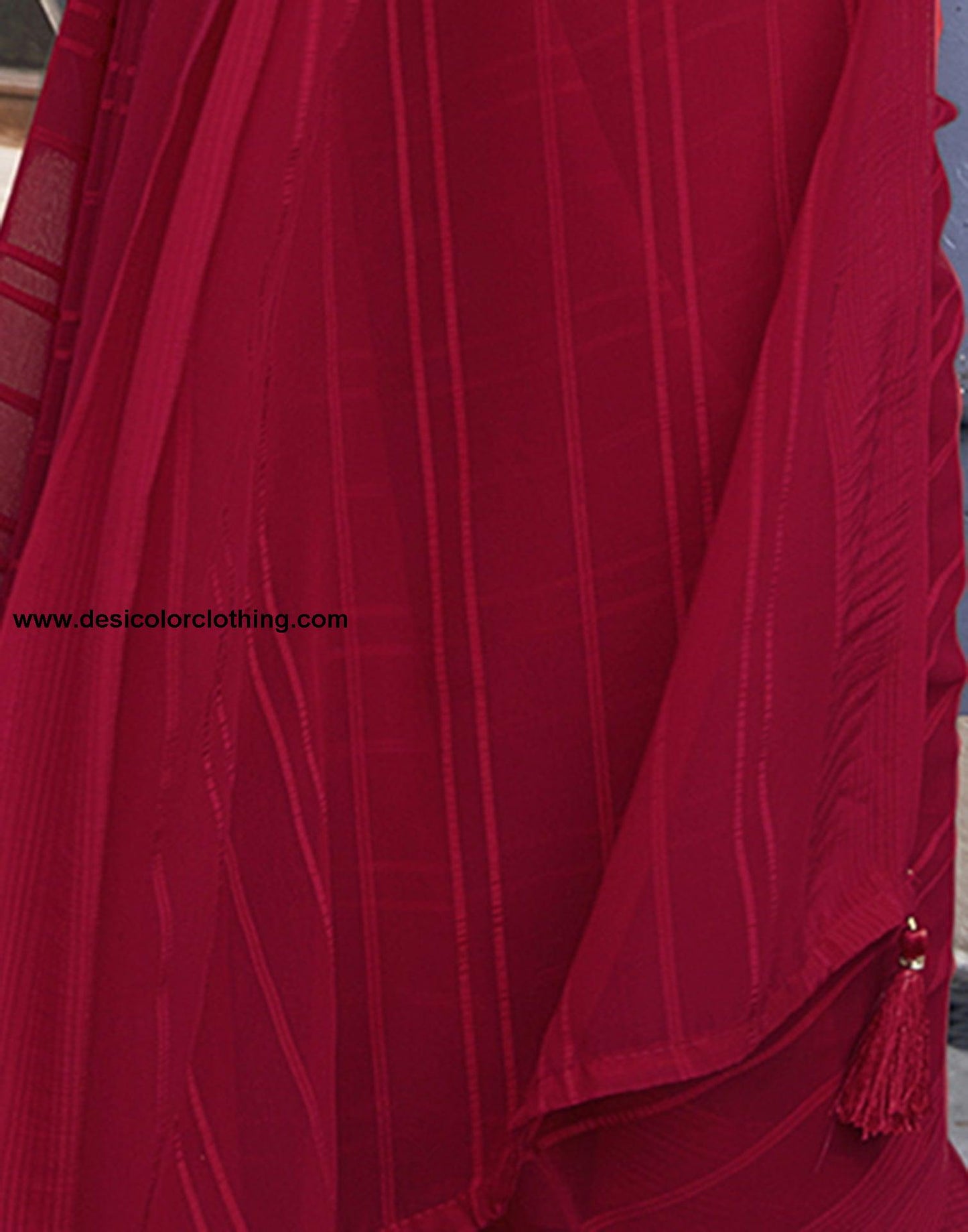 Red Georgette Plain Saree