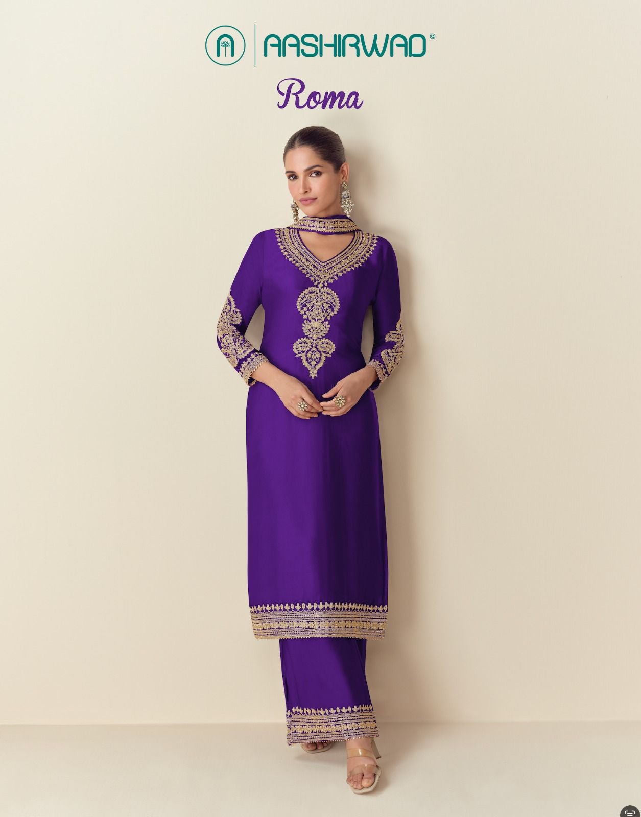 Product Image - Roma Designer Saree - Premium Chinon Silk Ethnic Wear for Festive Occasions