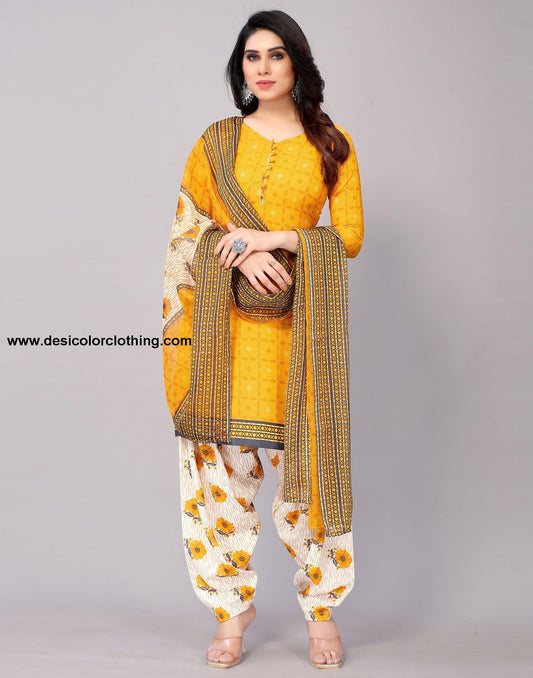 Printed Polyester Unstitched Salwar Suit Material