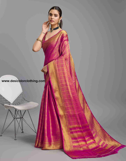 Pink Silk Plain Saree