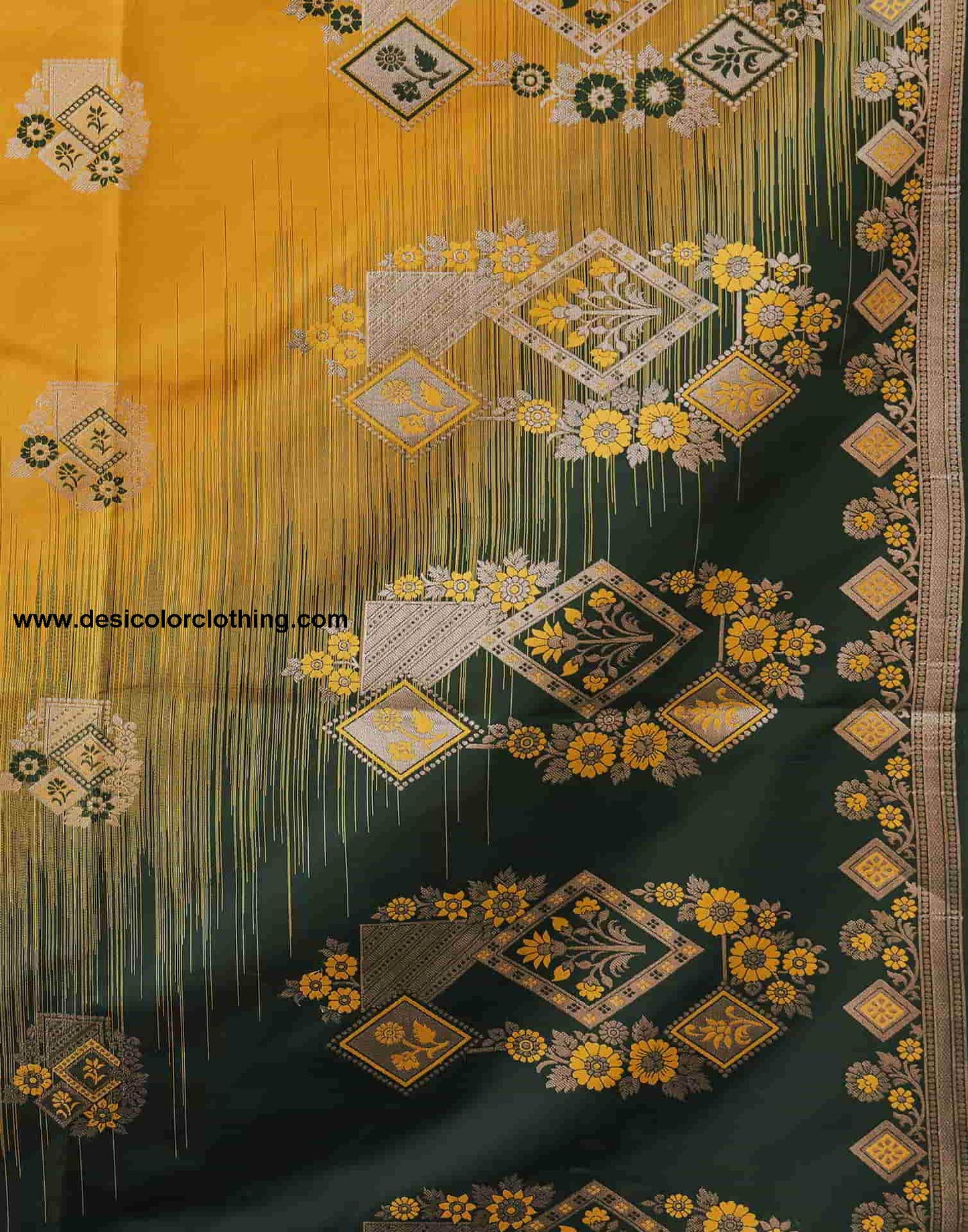 Yellow Banarasi Silk Woven Saree