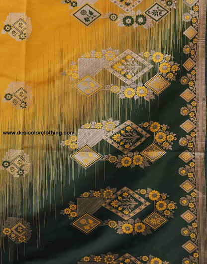 Yellow Banarasi Silk Woven Saree