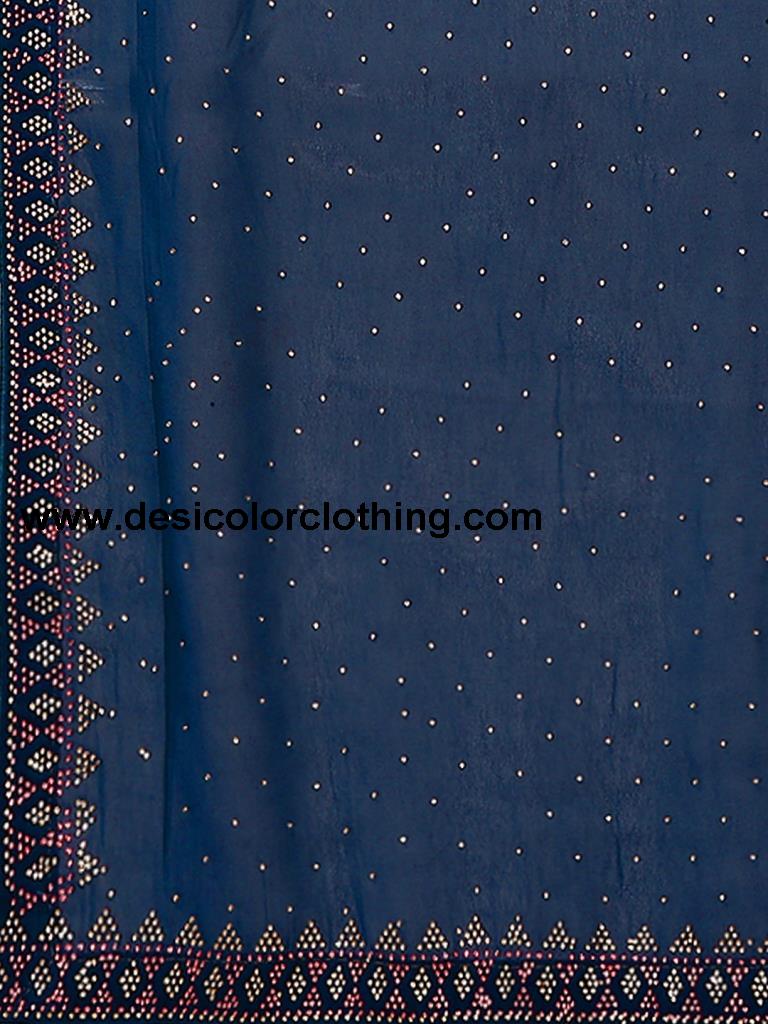 Teal Blue Plain Georgette Saree