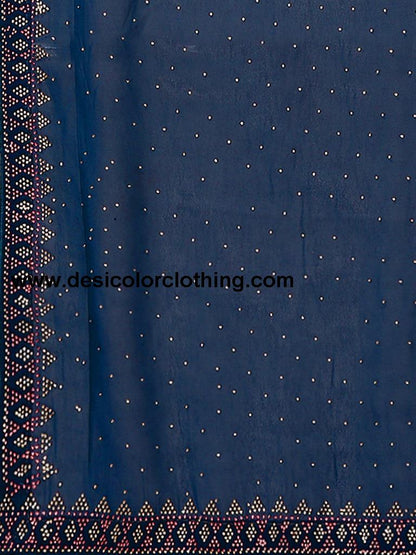 Teal Blue Plain Georgette Saree
