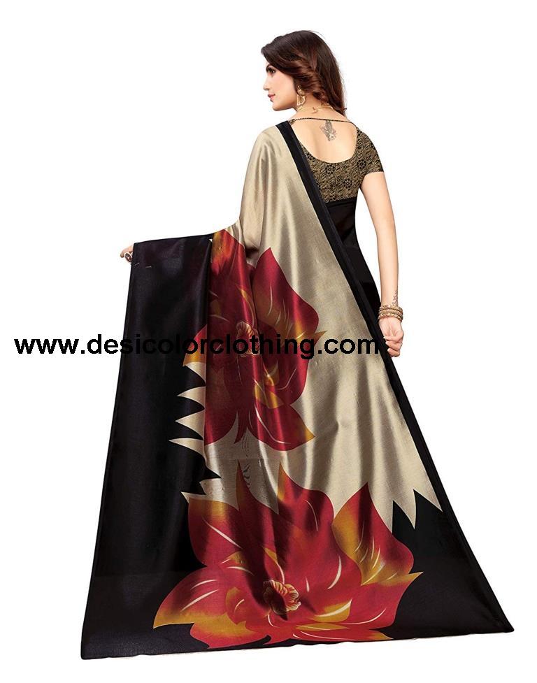 Black Coloured Poly Silk Printed Casual saree