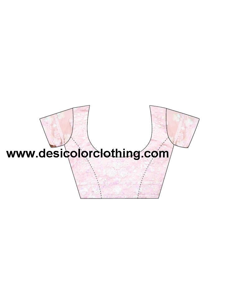 Rose Pink Plain Net Saree