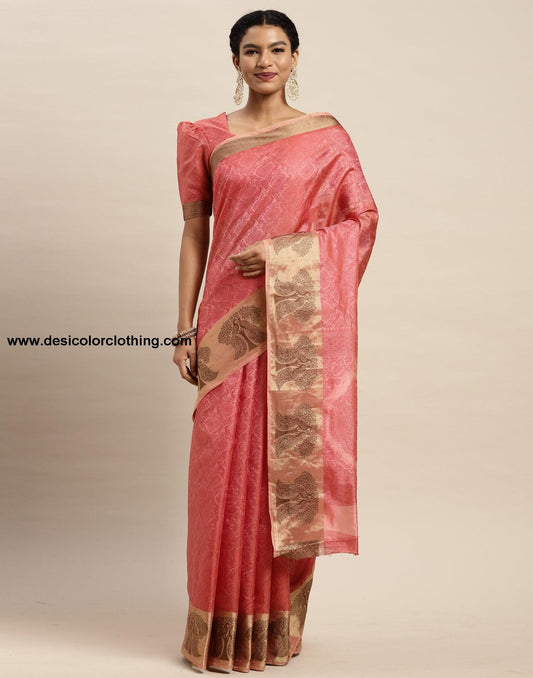 Rose Pink Organza Saree