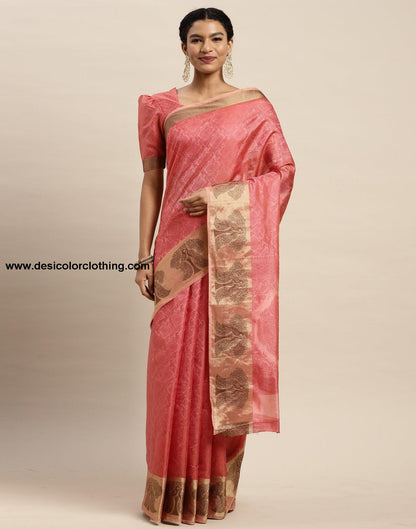 Rose Pink Organza Saree