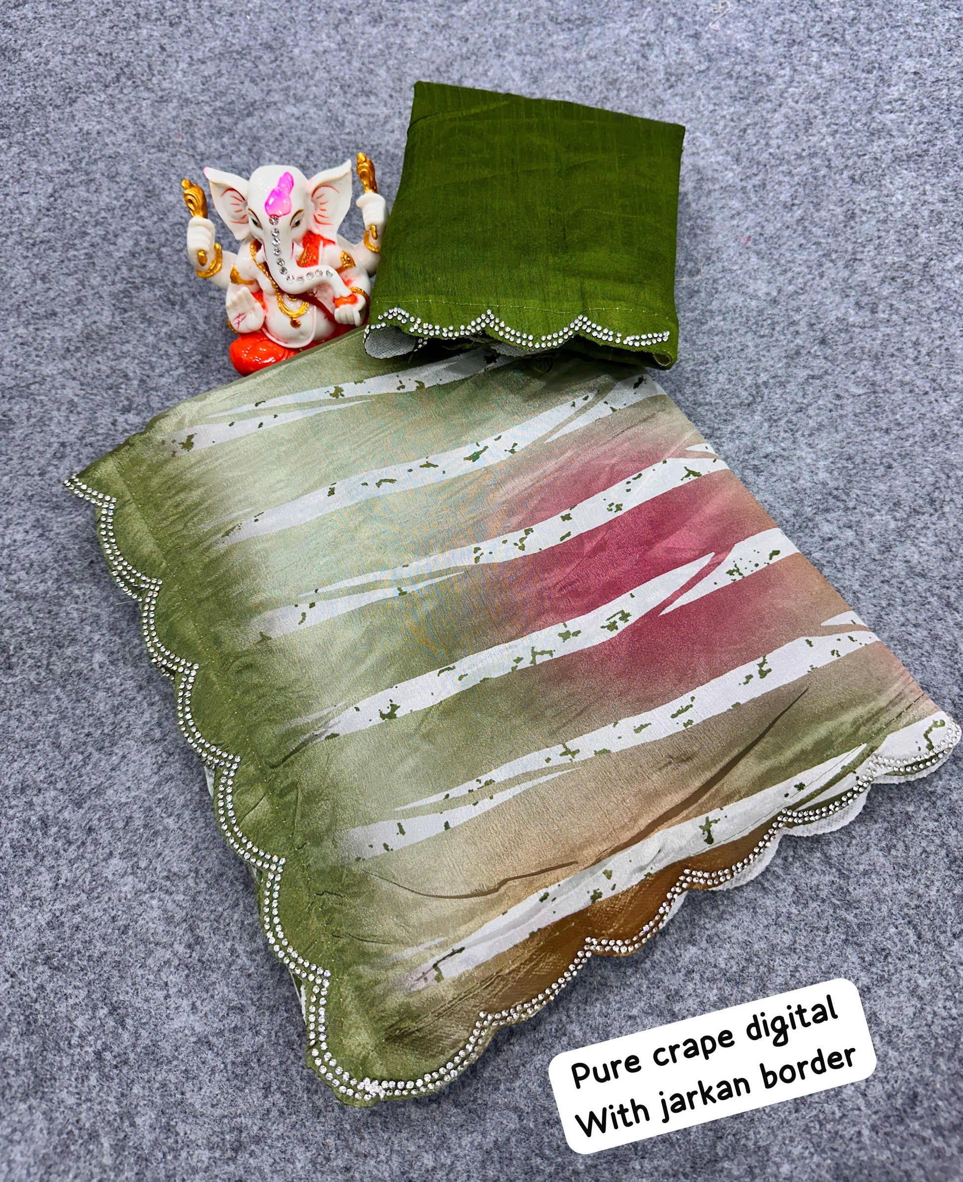 Product Image - Elegant Designer Wedding Saree | Georgette Fabric with Digital Print & Embroidery