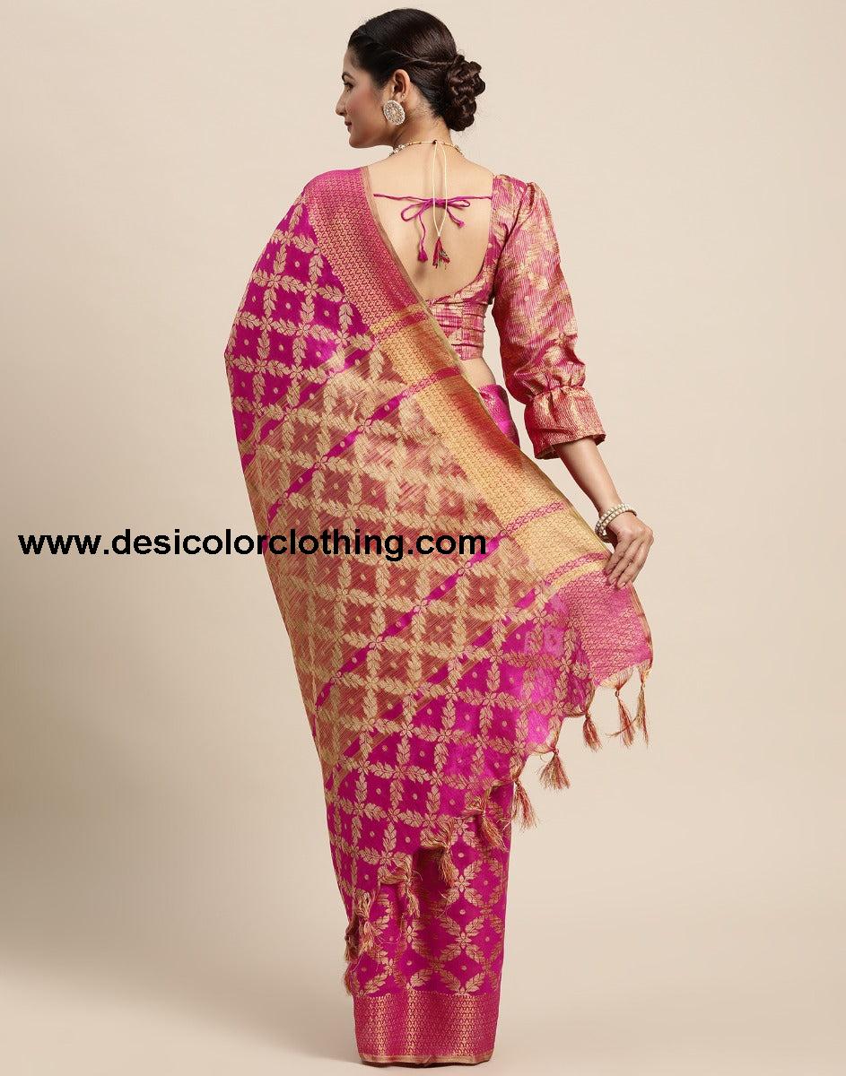 Pink Coloured Banarasi Cotton Silk Saree