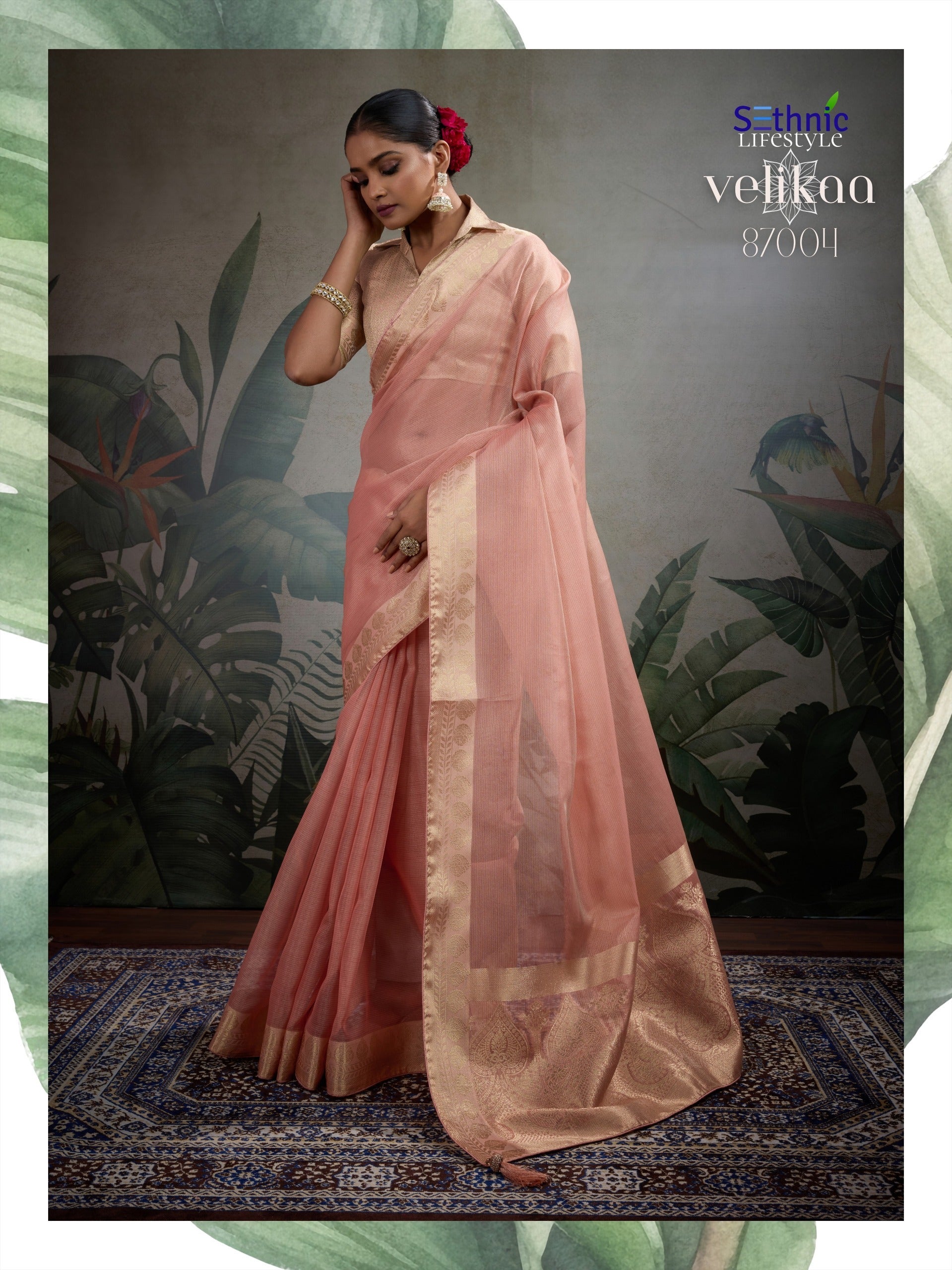 Product Image - Designer Tissue Silk Saree with Woven Patta & Pallu