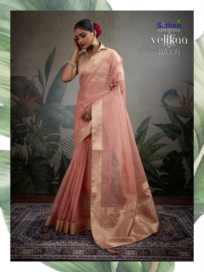 Product Image - Designer Tissue Silk Saree with Woven Patta & Pallu