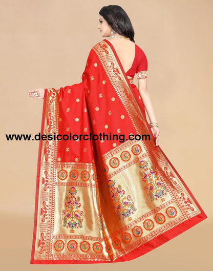 Red Paithani Silk Saree