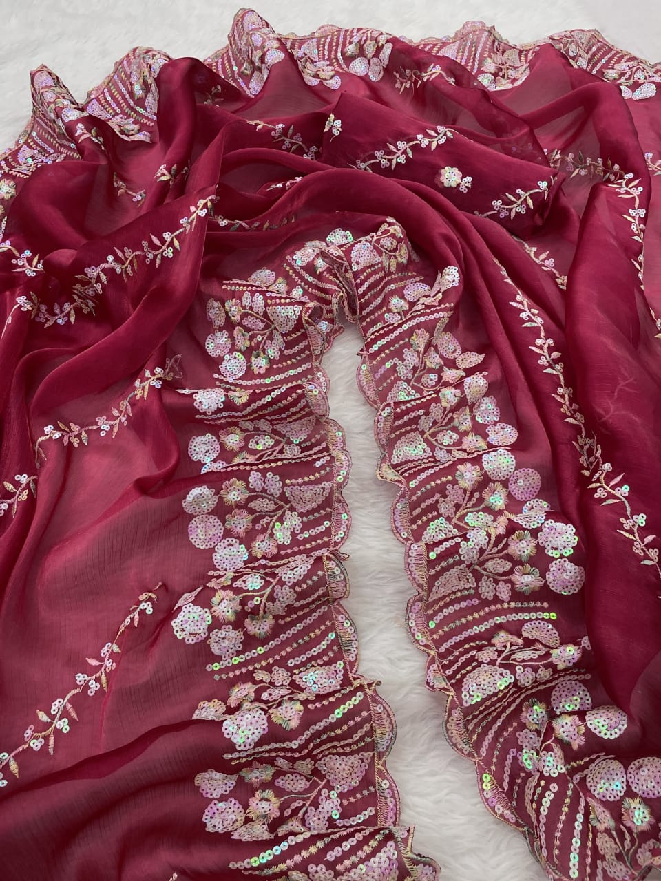 Product Image - Elegant Designer Saree with Georgette Fabric and Embroidery Work | Festive Wear