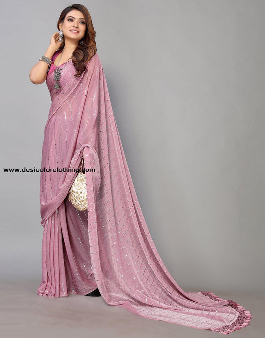 Pink Printed Saree