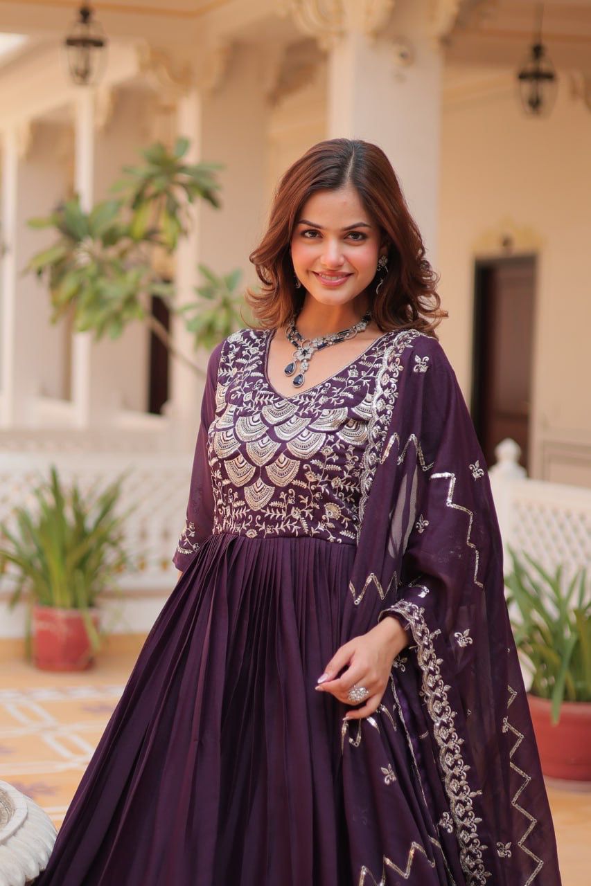 Product Image - Designer Georgette Festive Gown with Dupatta