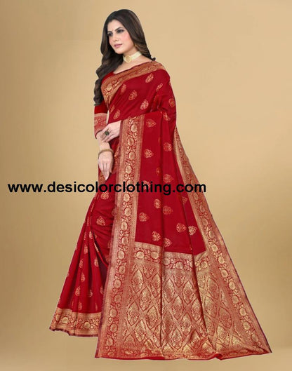 Red Jacquard Banarasi Silk Saree