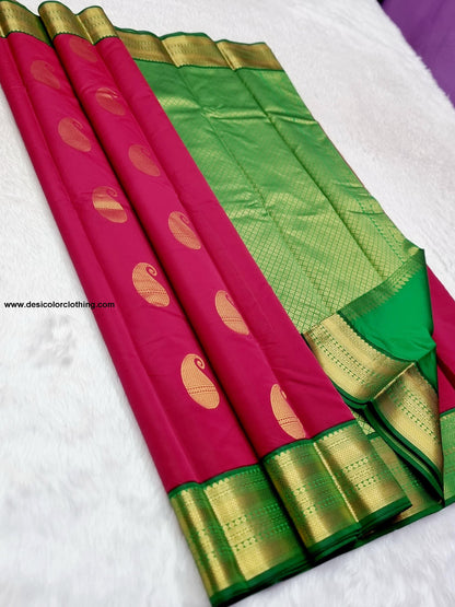 Kanchipuram Korvai Pattern Fancy Buttas Blended Silk Saree