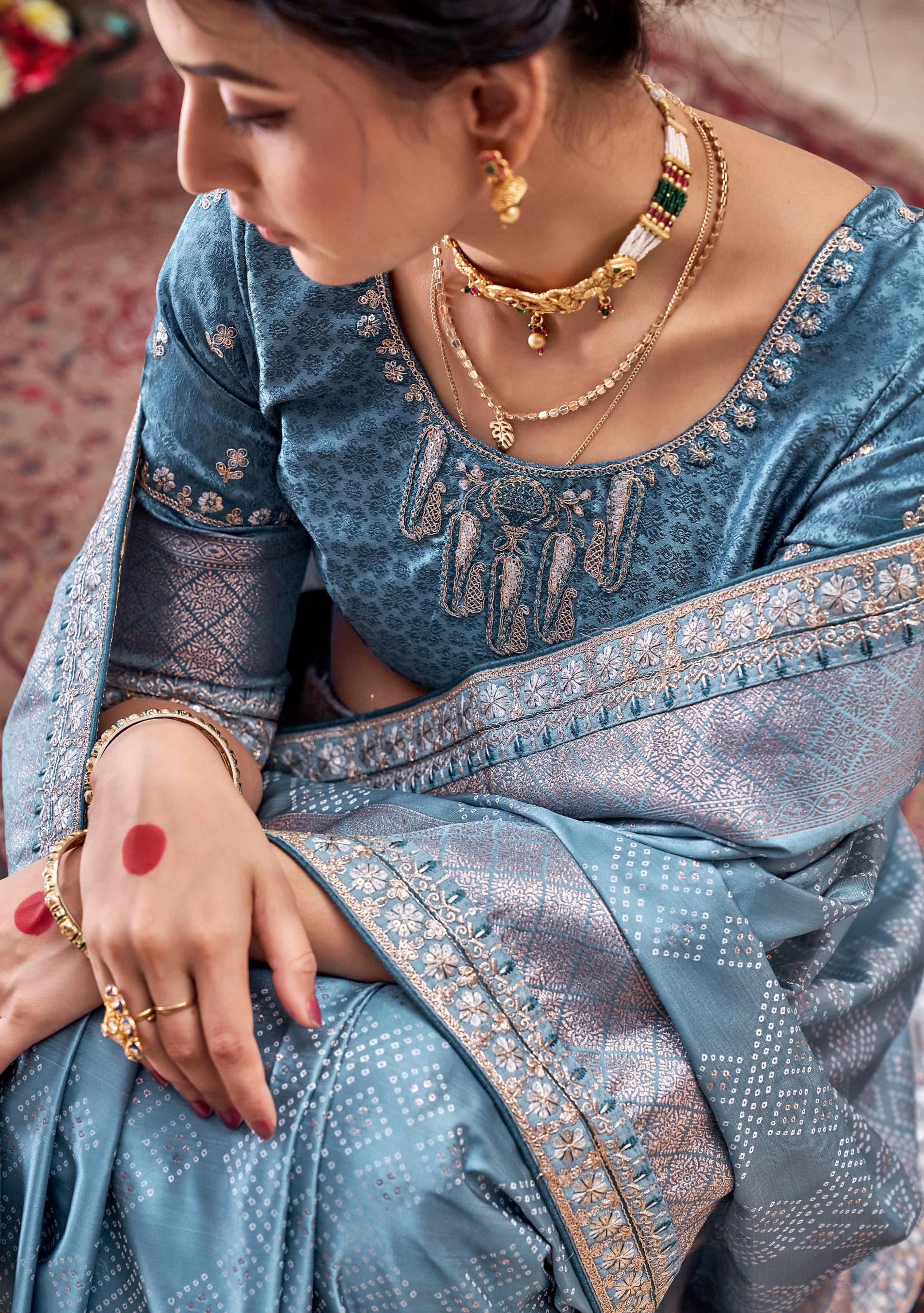 Product Image - Premium Designer Georgette Saree with Heavy Embroidery and Sequins - Festive Wear