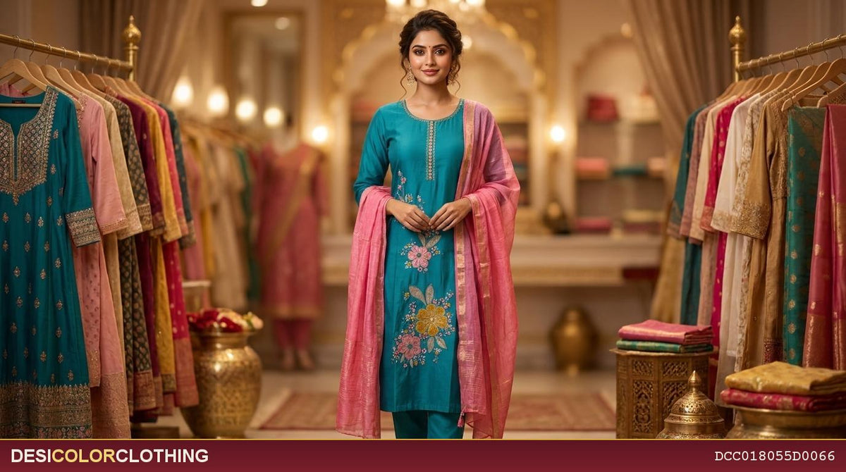 Product Image - Elegant Lite Blue Party Wear Suite - 3