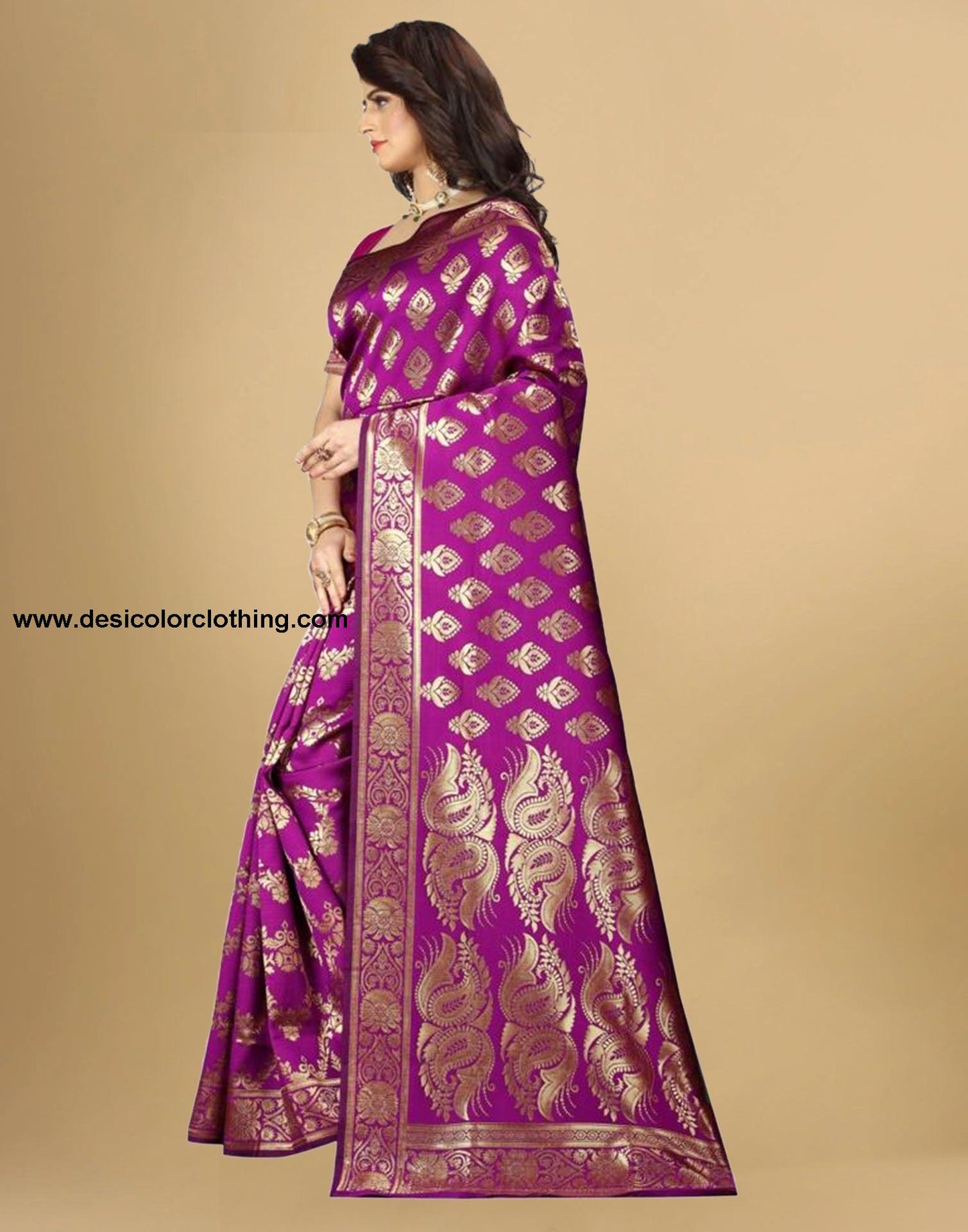 Purple Jacquard Banarasi Silk Saree