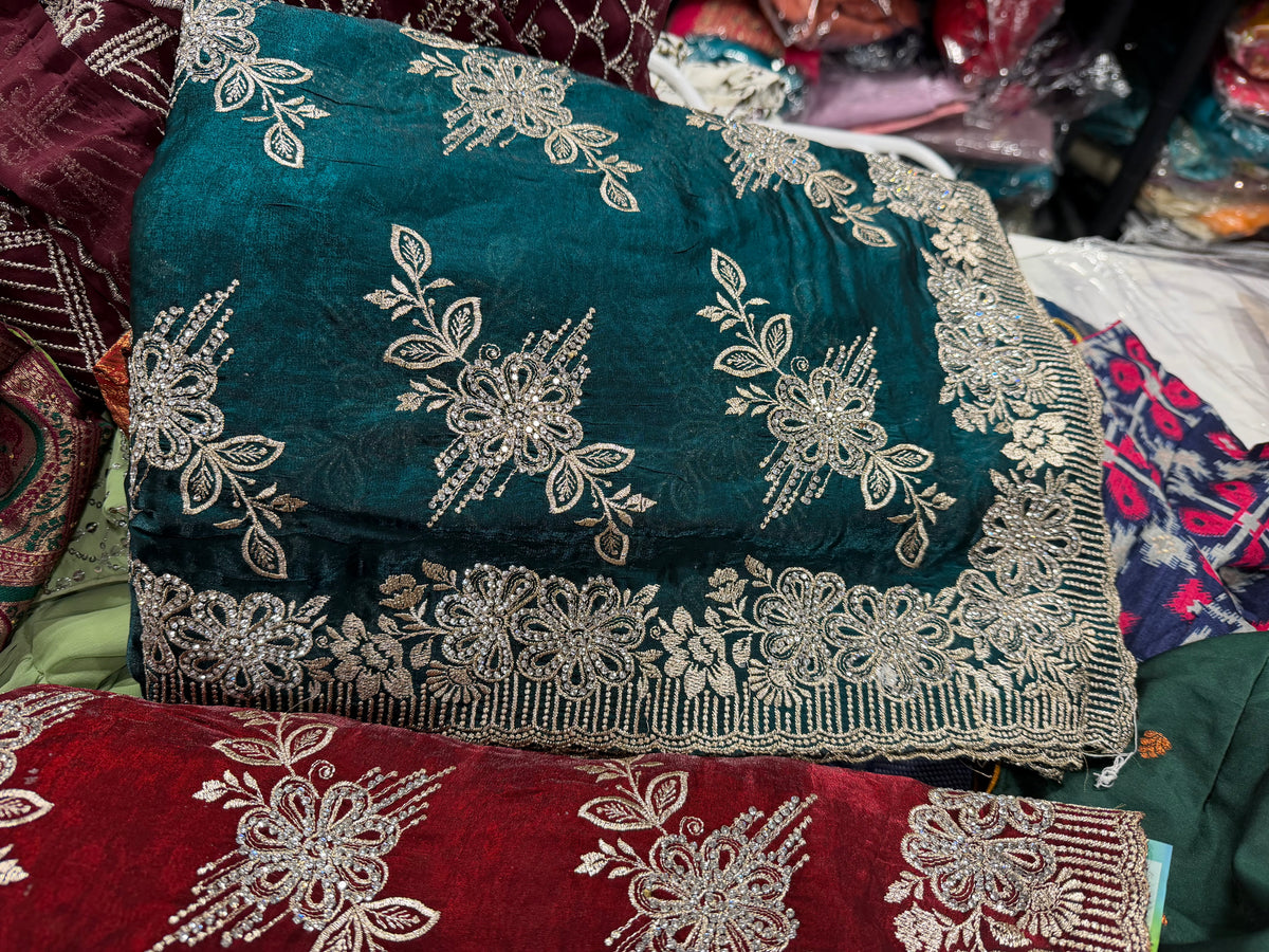 Exquisite Designer Heavy Embroidery Sarees for Unforgettable Weddings DesiColorClothing