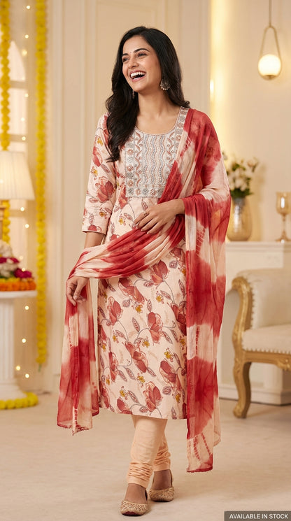 Simple Floral Party Wear Suits for Women | Elegant Ethnic Wear Online DesiColorClothing