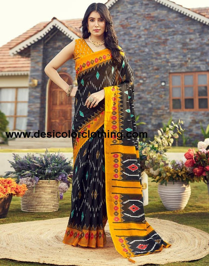 Black Cotton Printed Ready To Wear