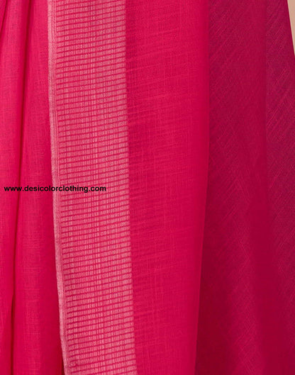 Pink Linen Plain Saree