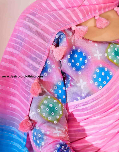 Pink Linen Plain Saree