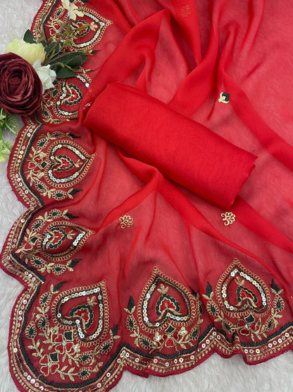 Product Image - Designer Rangoli Silk Saree with Fancy Thread & Sequence Work