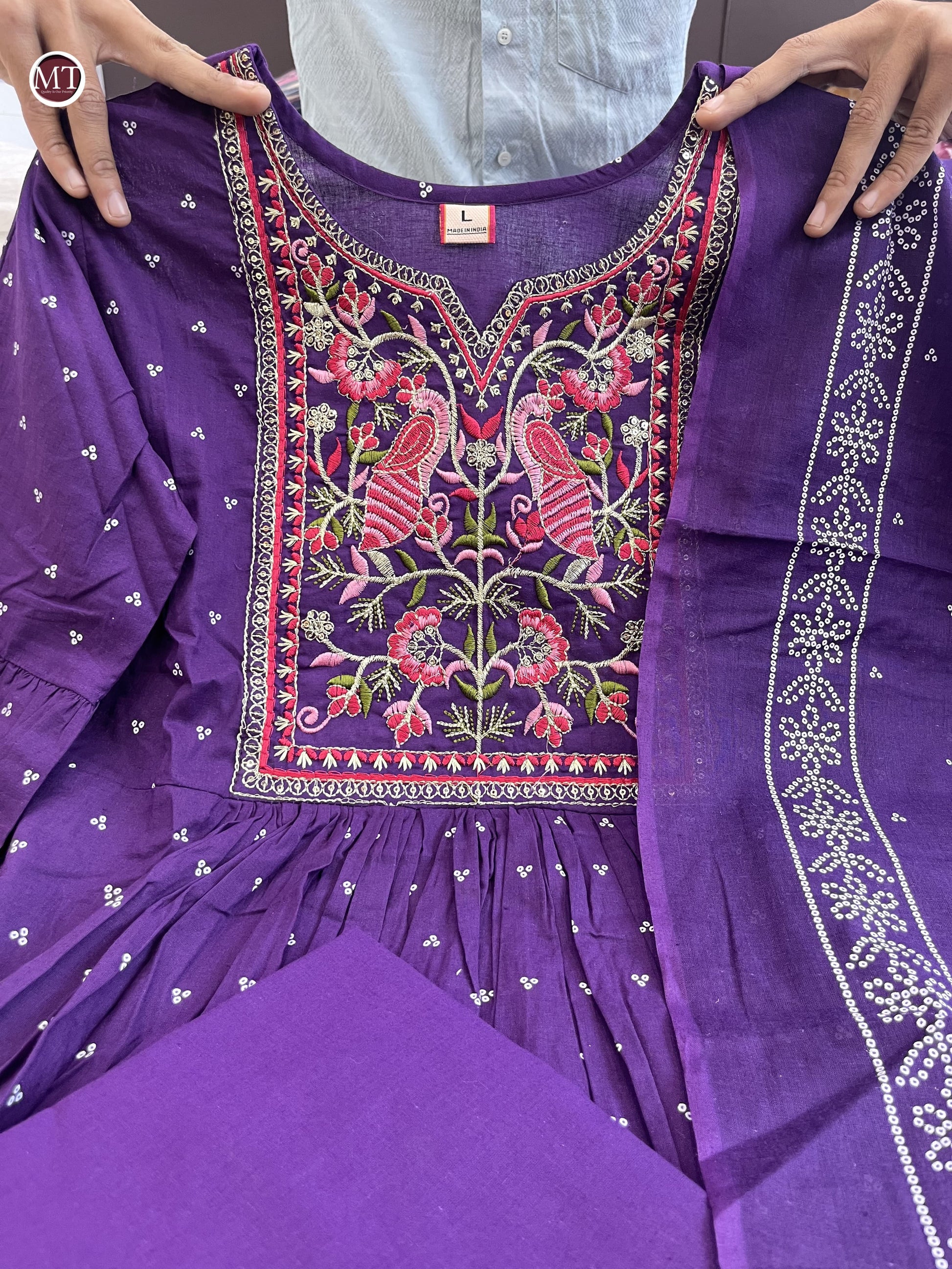 Product Image - Pure Cotton Hand Embroidery Work Suit Set