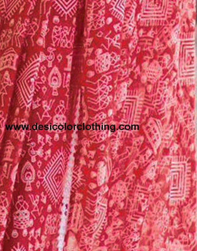 Red Georgette Printed Saree