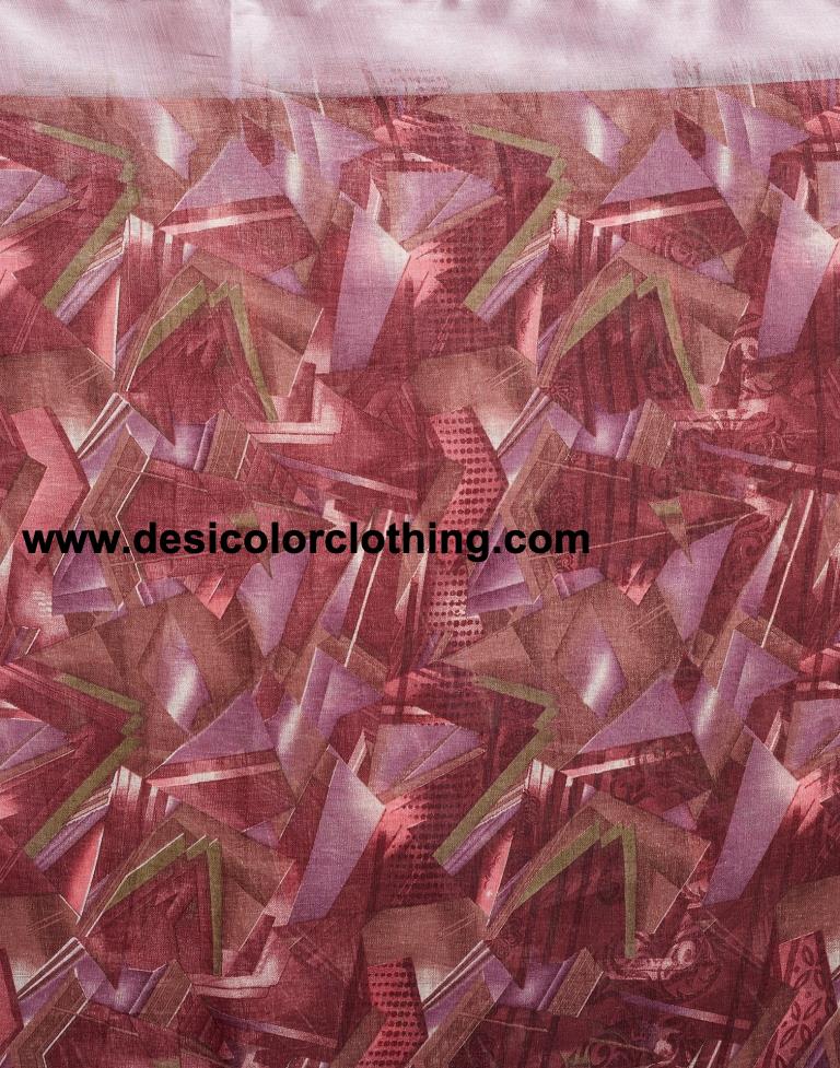 Wine Linen Printed  Saree