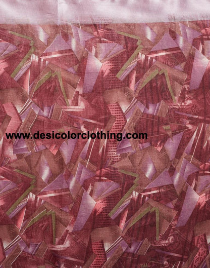 Wine Linen Printed  Saree