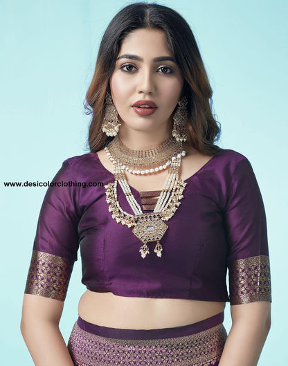 Purple Jacquard Silk Saree