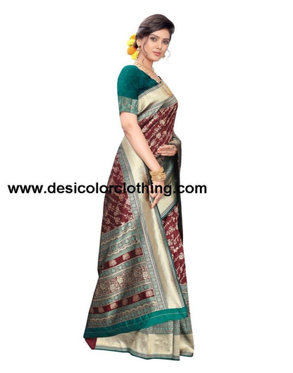 Brown Coloured Jacquard Silk Saree | SLV1604S108