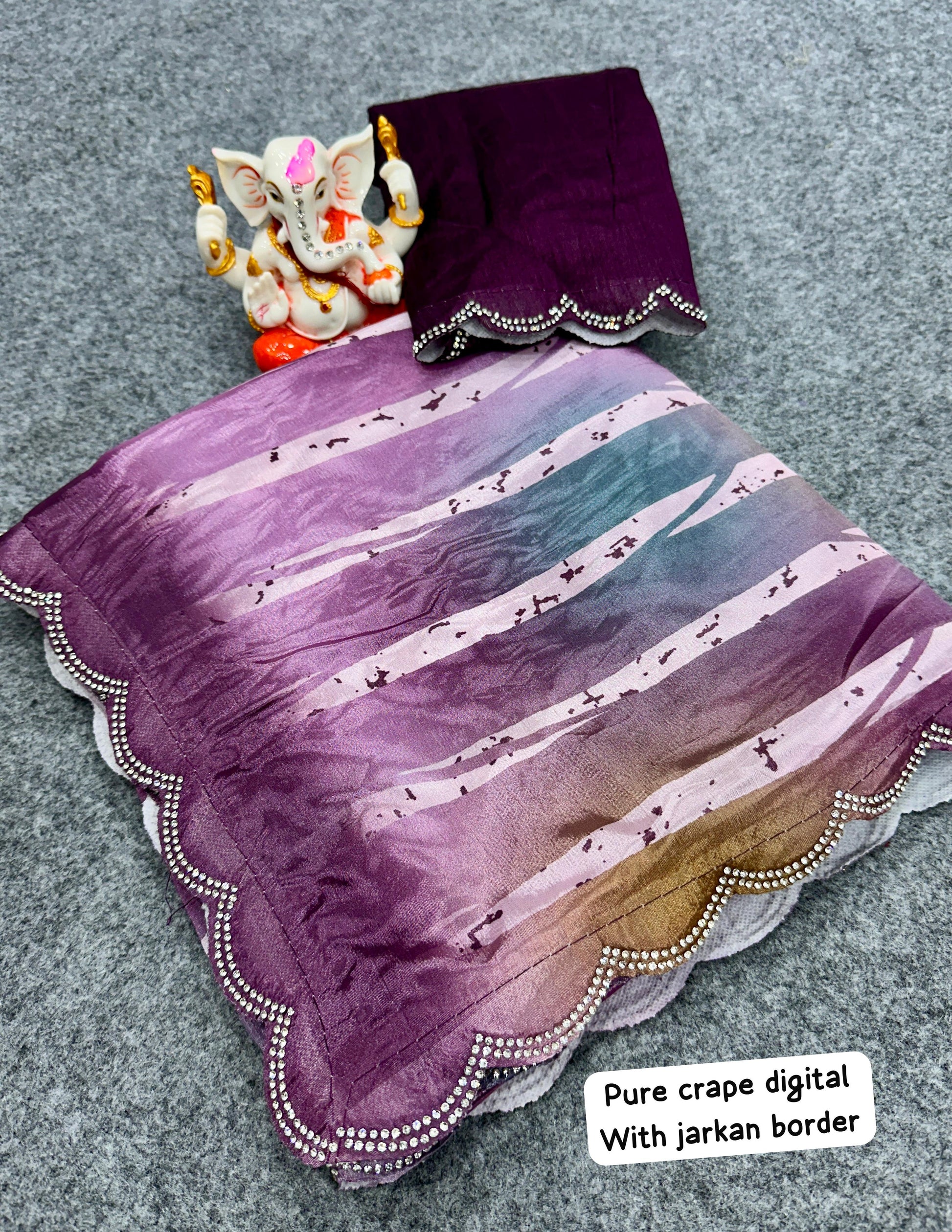 Product Image - Elegant Designer Wedding Saree | Georgette Fabric with Digital Print & Embroidery