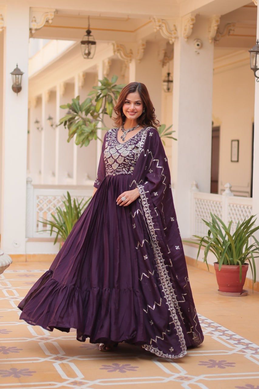 Product Image - Designer Georgette Festive Gown with Dupatta