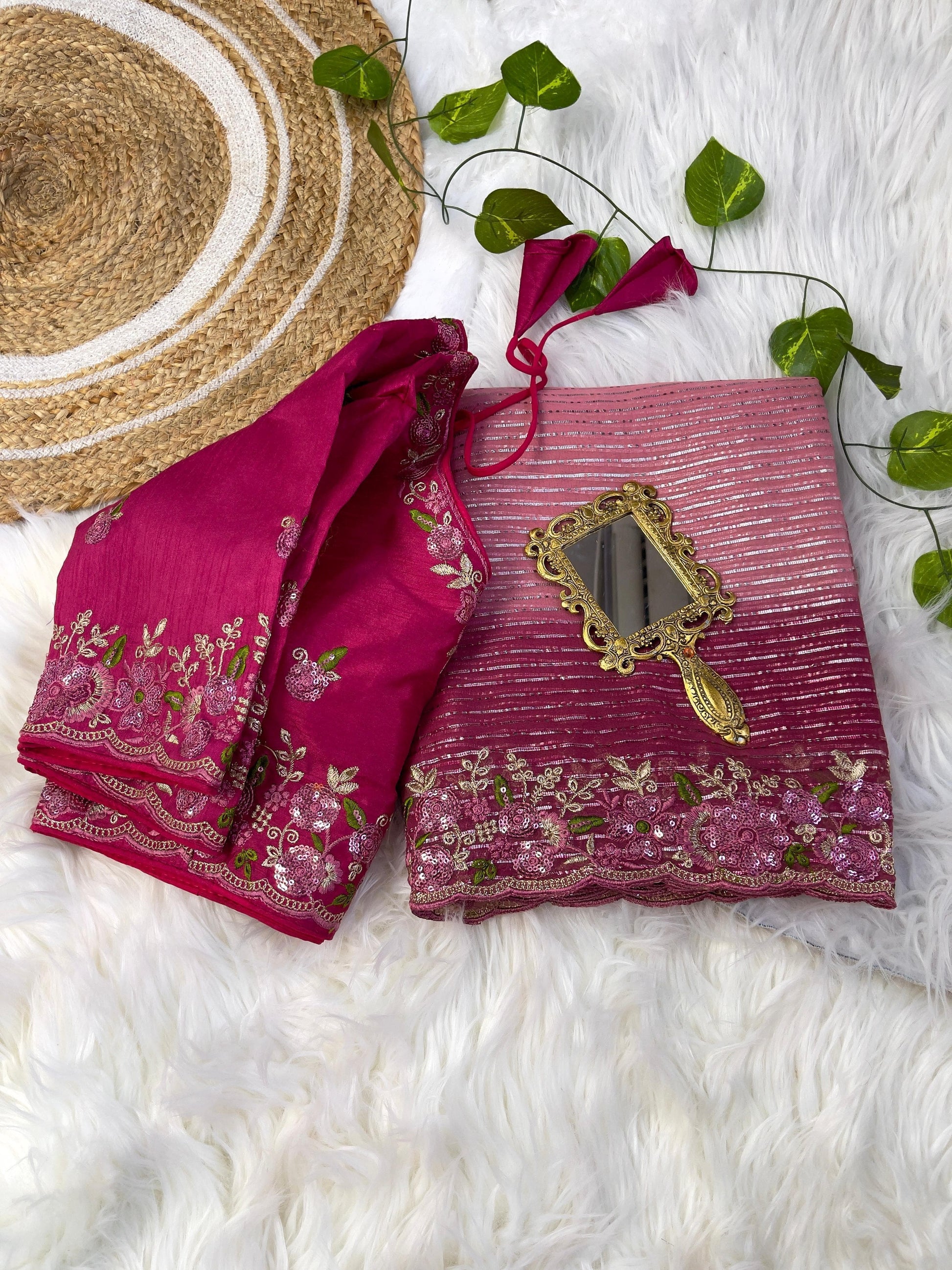 Product Image - Designer Georgette Wedding Saree with Embroidery & Silk Work Blouse