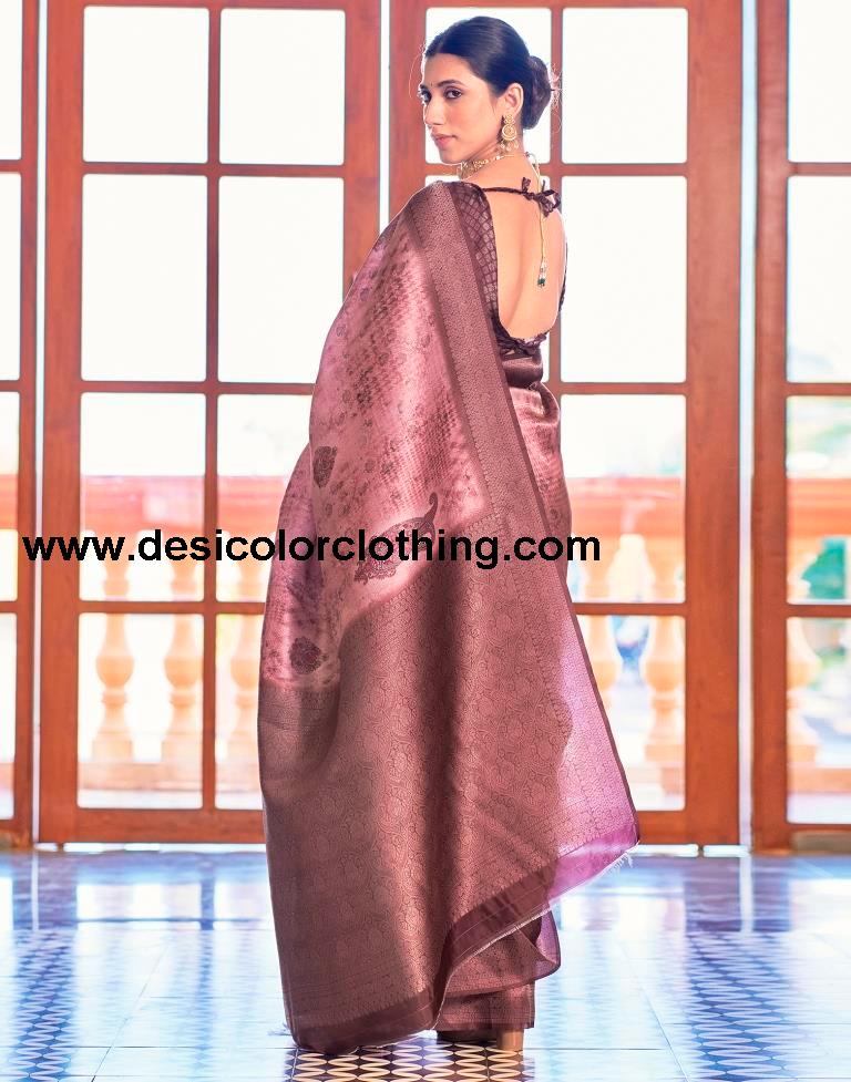 Pink Silk Printed Saree