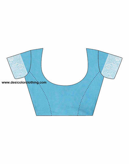 Blue Cotton Plain Saree