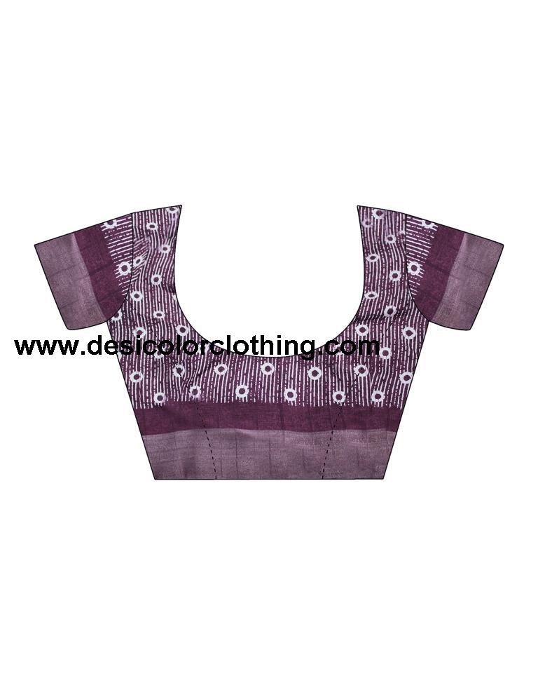 Wine Silk Printed Saree